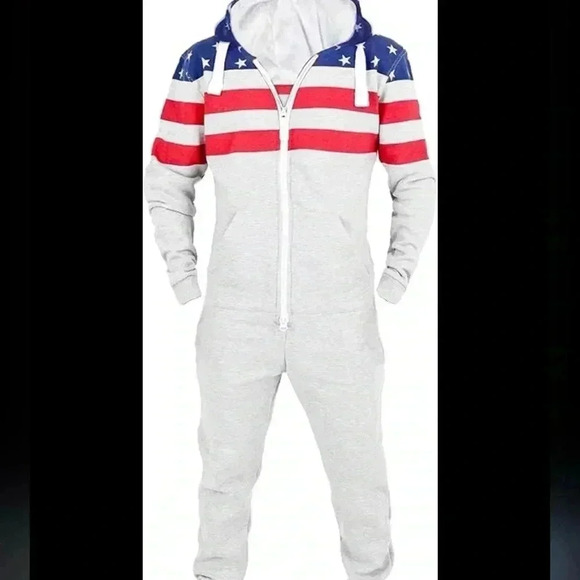 SKYLINEWEARS Adult One Piece Unisex American Flag Jumpsuit Size M - Picture 2 of 5